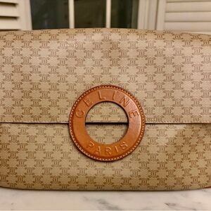 CELINE—Beige & Brown Clutch